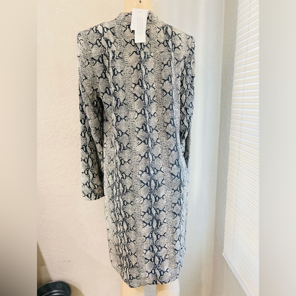 Reflections Women’s Silk Snake Print Collared Button Up Midi Shift Dress 10 - Picture 6 of 16